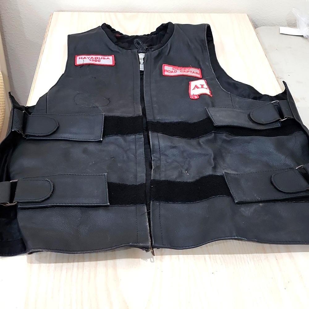 Leather adjustable biker jacket /vest